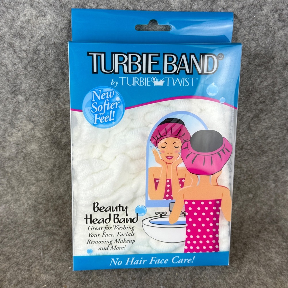 Turbie Band by Turbie Twist White Beauty Headband Skincare Makeup Hair Wrap NIB